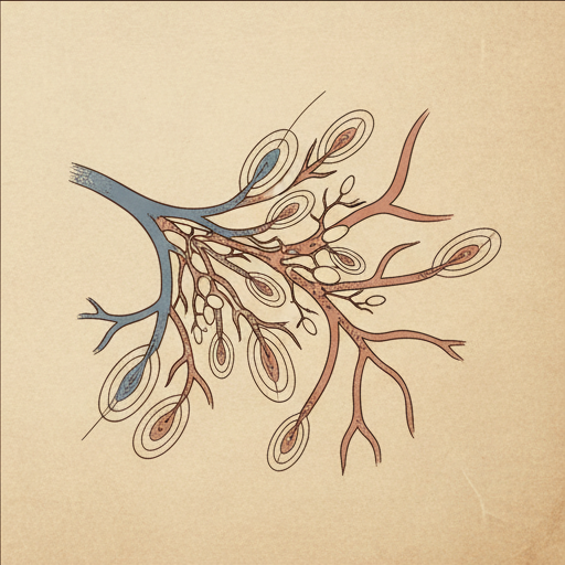 A vintage textbook schematic of scalp microcirculation.